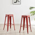 2x Colton Red Metal 'Tolix' Style Bar Stools