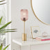 Coral Pink Glass and Brass Table Lamp