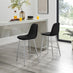 2x Corona Black Faux Leather Counter Stools Silver Legs