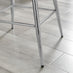2x Corona Black Faux Leather Counter Stools Silver Legs