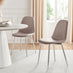 2x Corona Cappuccino Beige Faux Leather Dining Chairs Silver Legs