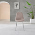 2x Corona Cappuccino Beige Faux Leather Dining Chairs Silver Legs