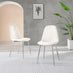 2x Corona White Faux Leather Dining Chairs Silver Legs