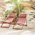 2x Corsica Pink Metal & Textilene Deck Chairs