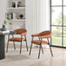 2x Delos Tan Faux Leather Fabric Dining Chairs