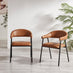 2x Delos Tan Faux Leather Fabric Dining Chairs