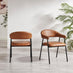 2x Delos Tan Faux Leather Fabric Dining Chairs