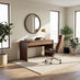 Delphine Walnut Burl Wood Effect 2 Drawer Desk