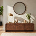 Delphine Walnut Burl Wood Effect 3 Door Storage TV Stand