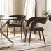 2x Dotty Brown Velvet Dining Chairs