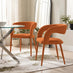 2x Dotty Rust Orange Velvet Dining Chairs