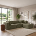 Drift Green Boucle Fabric 3 Seater Modular Chaise Sofa