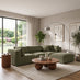 Drift Green Boucle Fabric 3 Seater Modular Chaise Sofa