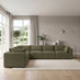 Drift Green Boucle Fabric 5 Seater L-Shaped Modular Corner Sofa