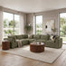 Drift Green Boucle Fabric 5 Seater L-Shaped Modular Corner Sofa