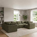 Drift Green Boucle Fabric 5 Seater U-Shaped Modular Corner Sofa
