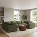 Drift Green Boucle Fabric 5 Seater U-Shaped Modular Corner Sofa