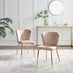 2x Danica Pink Velvet Dining Chairs Gold Legs