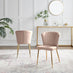 2x Danica Pink Velvet Dining Chairs Gold Legs