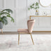2x Danica Pink Velvet Dining Chairs Gold Legs
