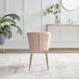 2x Danica Pink Velvet Dining Chairs Gold Legs