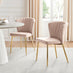 2x Danica Pink Velvet Dining Chairs Gold Legs