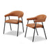 2x Delos Tan Faux Leather Fabric Dining Chairs