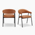2x Delos Tan Faux Leather Fabric Dining Chairs