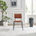 Leif Black Wood Extending Dining Table with 6 Tan Delta Chairs