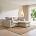 Echo Cream & Green Linen-Look Trim Fabric 2 Seater Modular Chaise Sofa