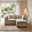 Echo Cream & Green Linen-Look Trim Fabric 2 Seater Modular Chaise Sofa