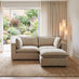Echo Cream & Green Linen-Look Trim Fabric 2 Seater Modular Chaise Sofa
