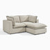 Echo Cream & Green Linen-Look Trim Fabric 2 Seater Modular Chaise Sofa