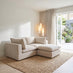 Echo Cream Linen-Look Fabric 2 Seater Modular Chaise Sofa