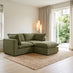 Echo Green Linen-Look Fabric 2 Seater Modular Chaise Sofa