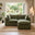 Echo Green Linen-Look Fabric 2 Seater Modular Chaise Sofa