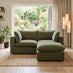 Echo Green Linen-Look Fabric 2 Seater Modular Chaise Sofa