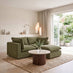 Echo Green Linen-Look Fabric 2 Seater Modular Chaise Sofa