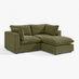 Echo Green Linen-Look Fabric 2 Seater Modular Chaise Sofa
