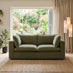 Echo Green Linen-Look Fabric 2 Seater Modular Sofa