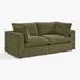 Echo Green Linen-Look Fabric 2 Seater Modular Sofa