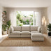 Echo Cream & Green Trim Linen-Look Fabric 3 Seater Modular Chaise Sofa