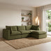 Echo Green Linen-Look Fabric 3 Seater Modular Chaise Sofa