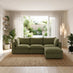 Echo Green Linen-Look Fabric 3 Seater Modular Chaise Sofa
