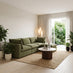 Echo Green Linen-Look Fabric 3 Seater Modular Chaise Sofa