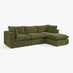 Echo Green Linen-Look Fabric 3 Seater Modular Chaise Sofa