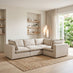 Echo Cream & Green Trim Linen-Look Fabric 3 Seater Modular Corner Sofa