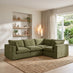 Echo Green Linen-Look Fabric 3 Seater Modular Corner Sofa