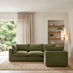 Echo Green Linen-Look Fabric 3 Seater Modular Corner Sofa