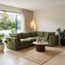 Echo Green Linen-Look Fabric 3 Seater Modular Corner Sofa